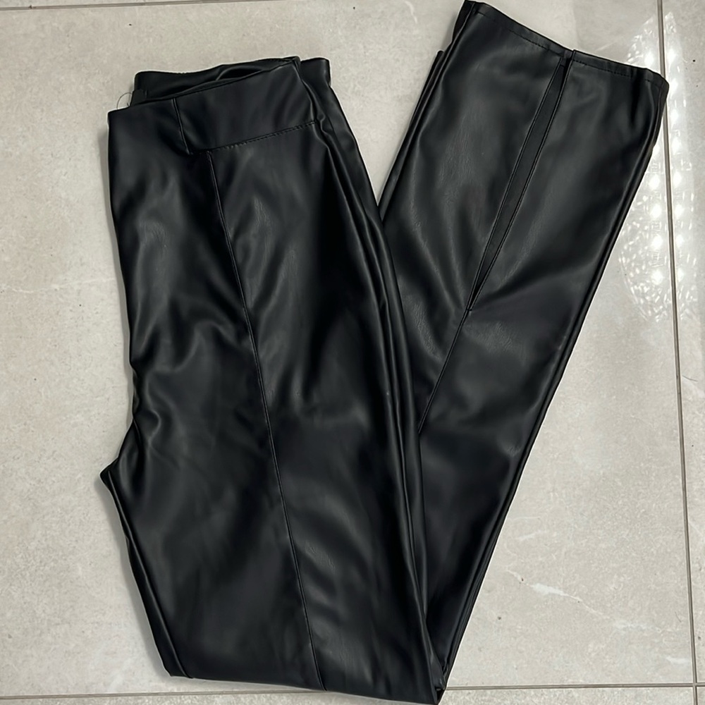High rise leather pants